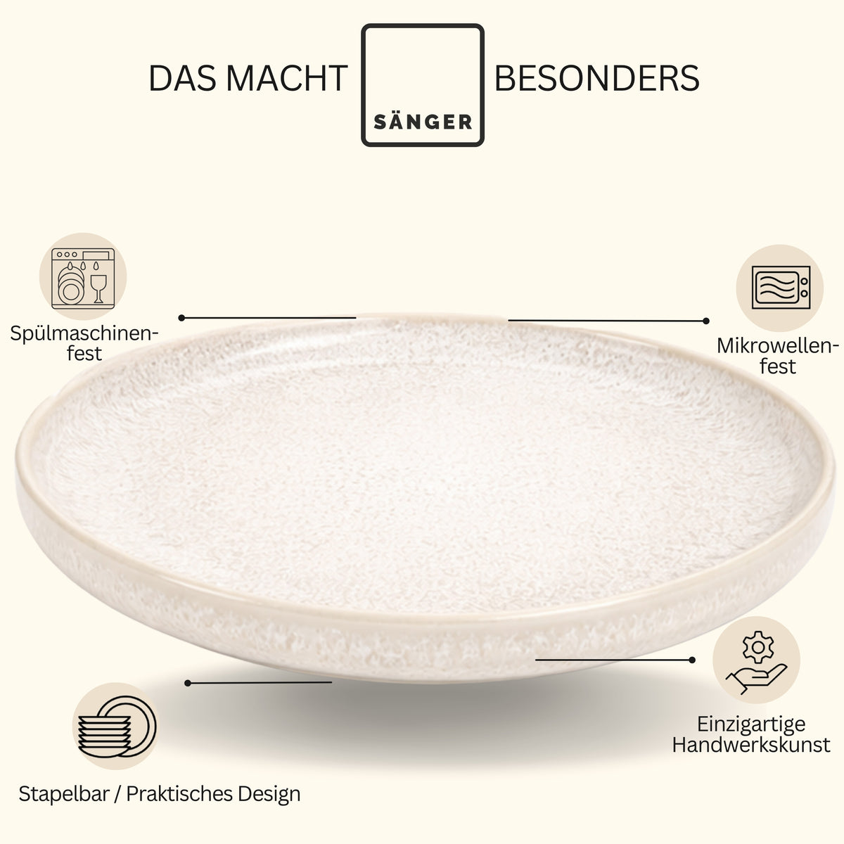 SÄNGER Steingut Dessertteller Korfu 4 teilig