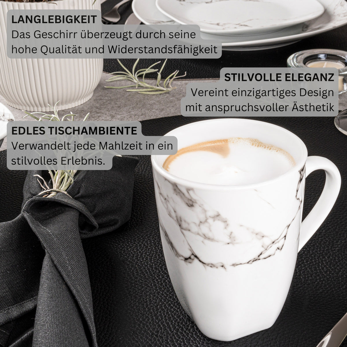 SÄNGER Kaffeebecher Set Bilgola Marmor 6 teilig