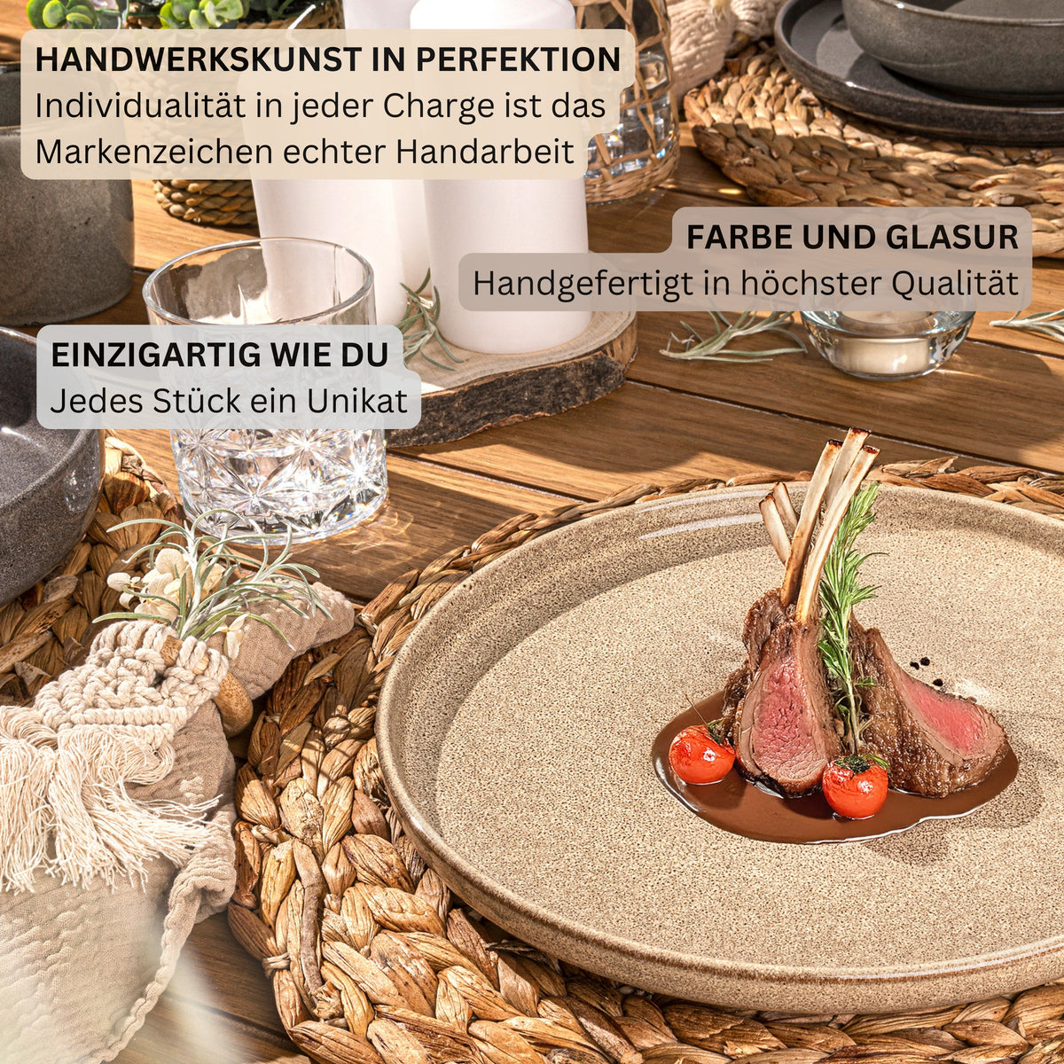 SÄNGER Speiseteller Set Kairo - 4 teilig aus Steingut
