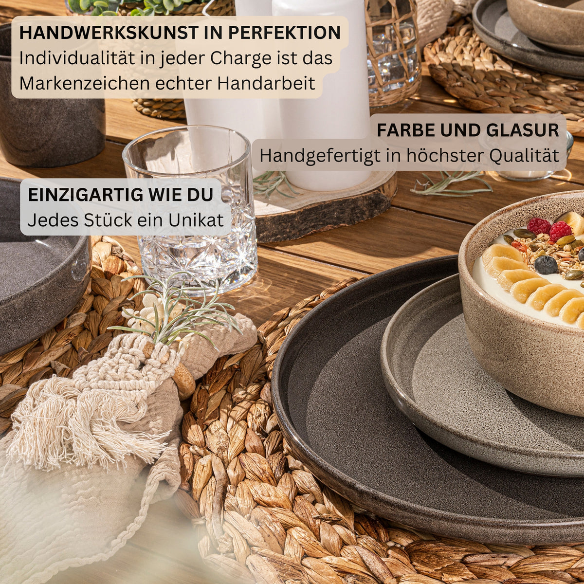 SÄNGER Dessertteller Set Kairo - 4 teilig aus Steingut
