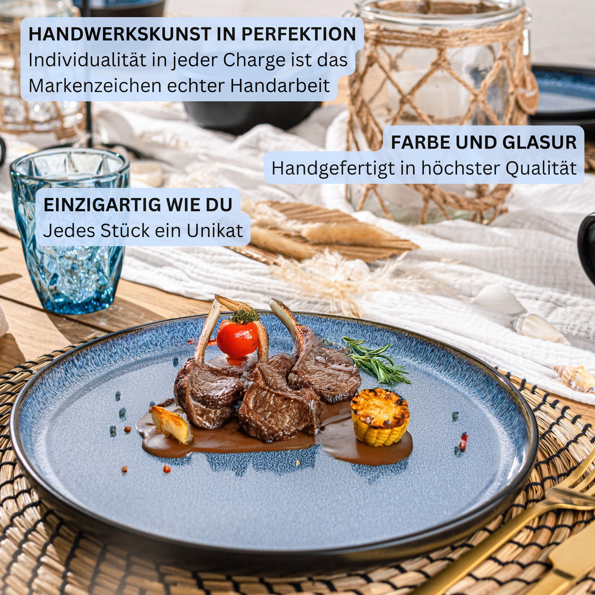 SÄNGER Steingut Geschirrset Aruba, Tafelservice 18 teilig für 6 Personen