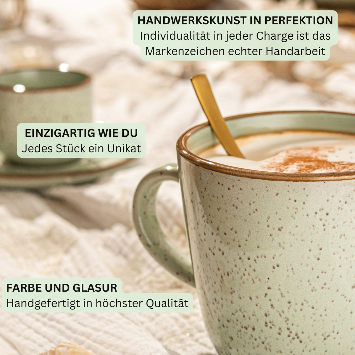 SÄNGER Coffee Mug Set Rio Mint - 6-piece stoneware
