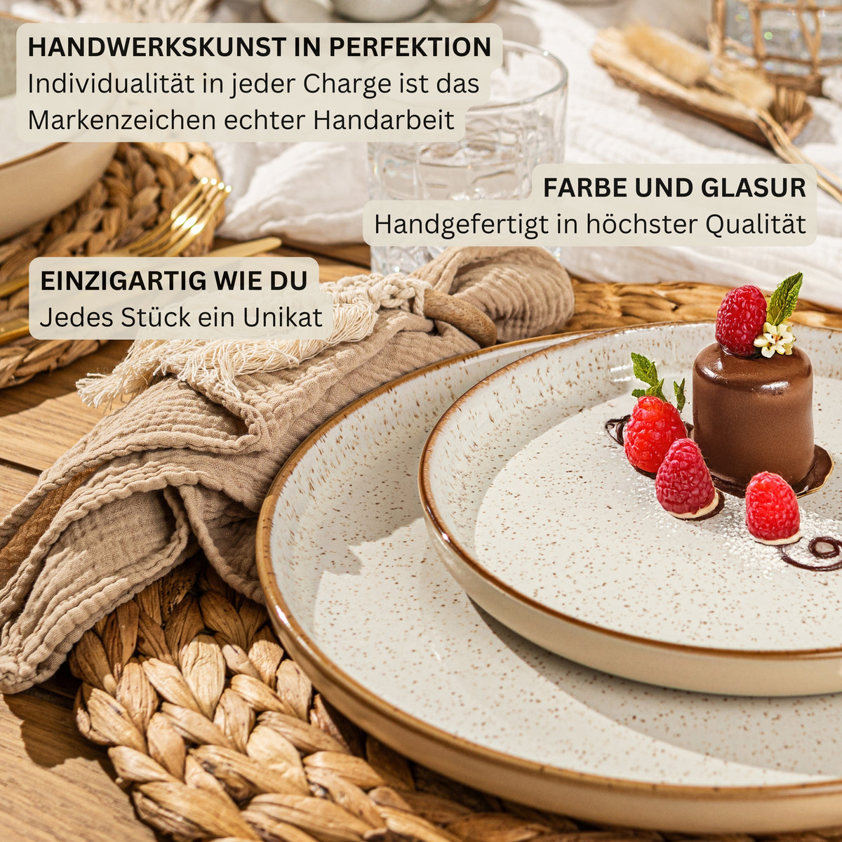 SÄNGER Speiseteller Set Rio Creme - 6 teilig aus Steingut