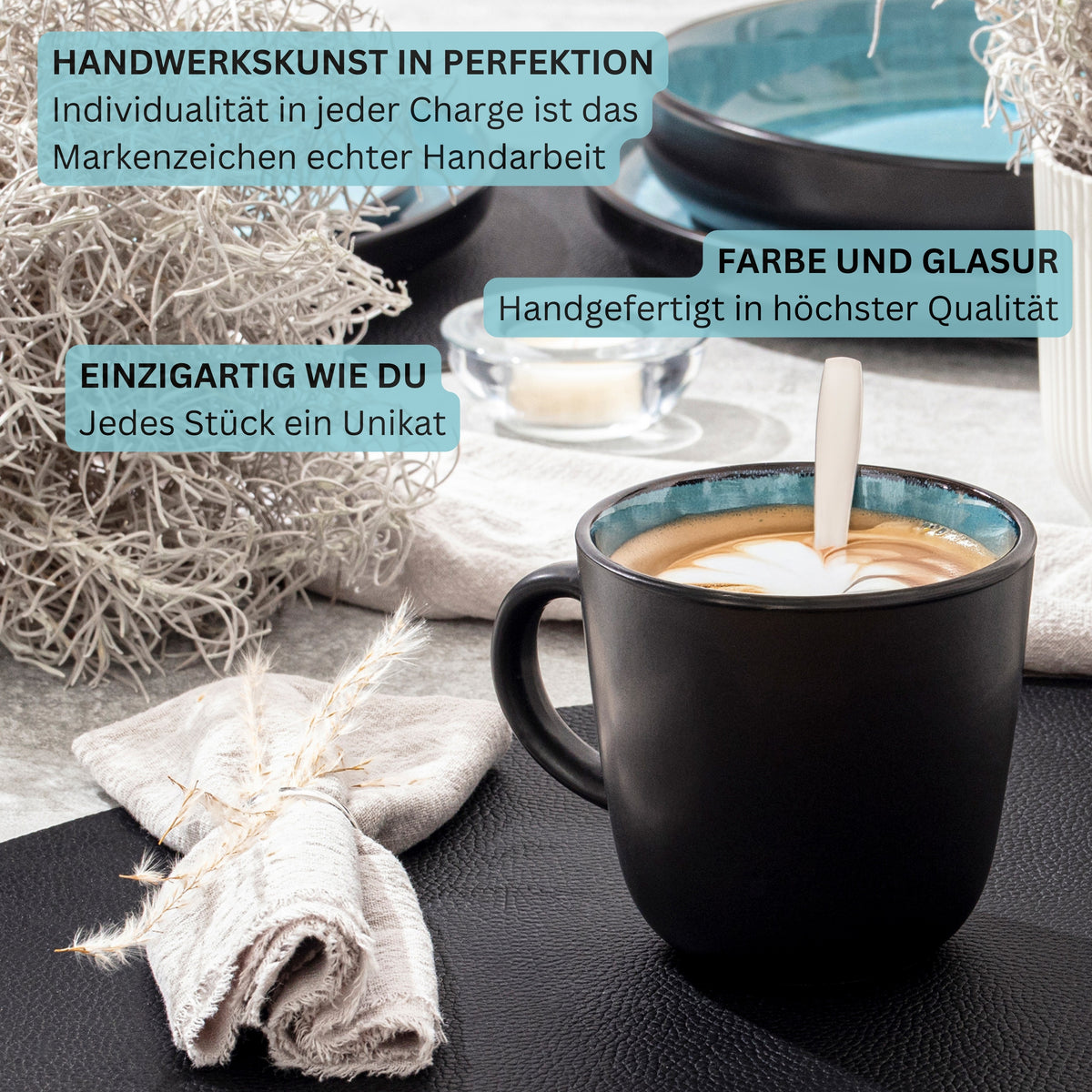 SÄNGER Kaffeebecher Set Granada - 6 teilig aus Steingut