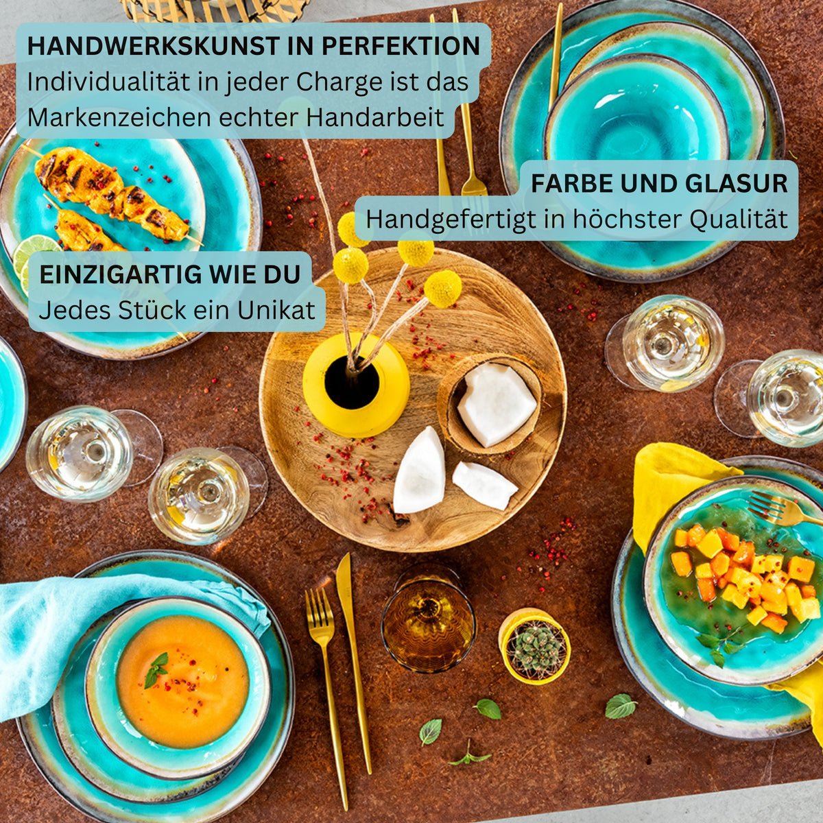 SÄNGER Stoneware Dinnerware Set Capri, 24-Piece Dinner Service for 8 People