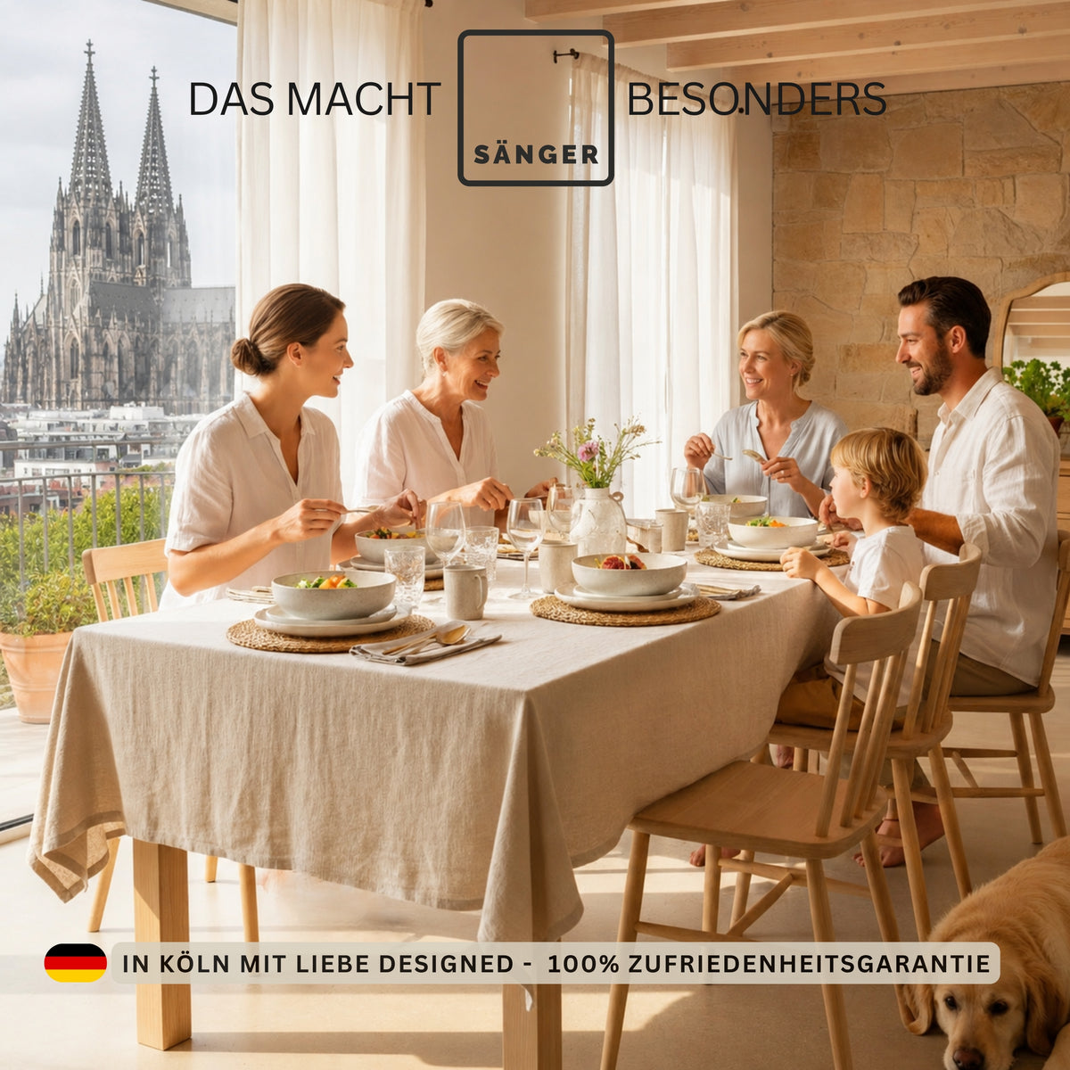 SÄNGER Steingut Geschirrset Korfu, Kombiservice 16 teilig für 4 Personen