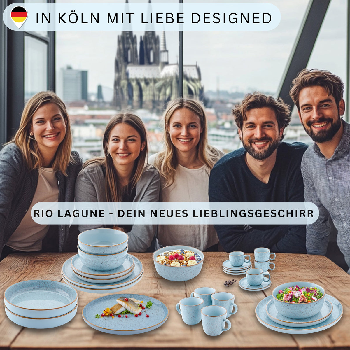 SÄNGER Dinner Plate Set Rio Lagune, 4-piece