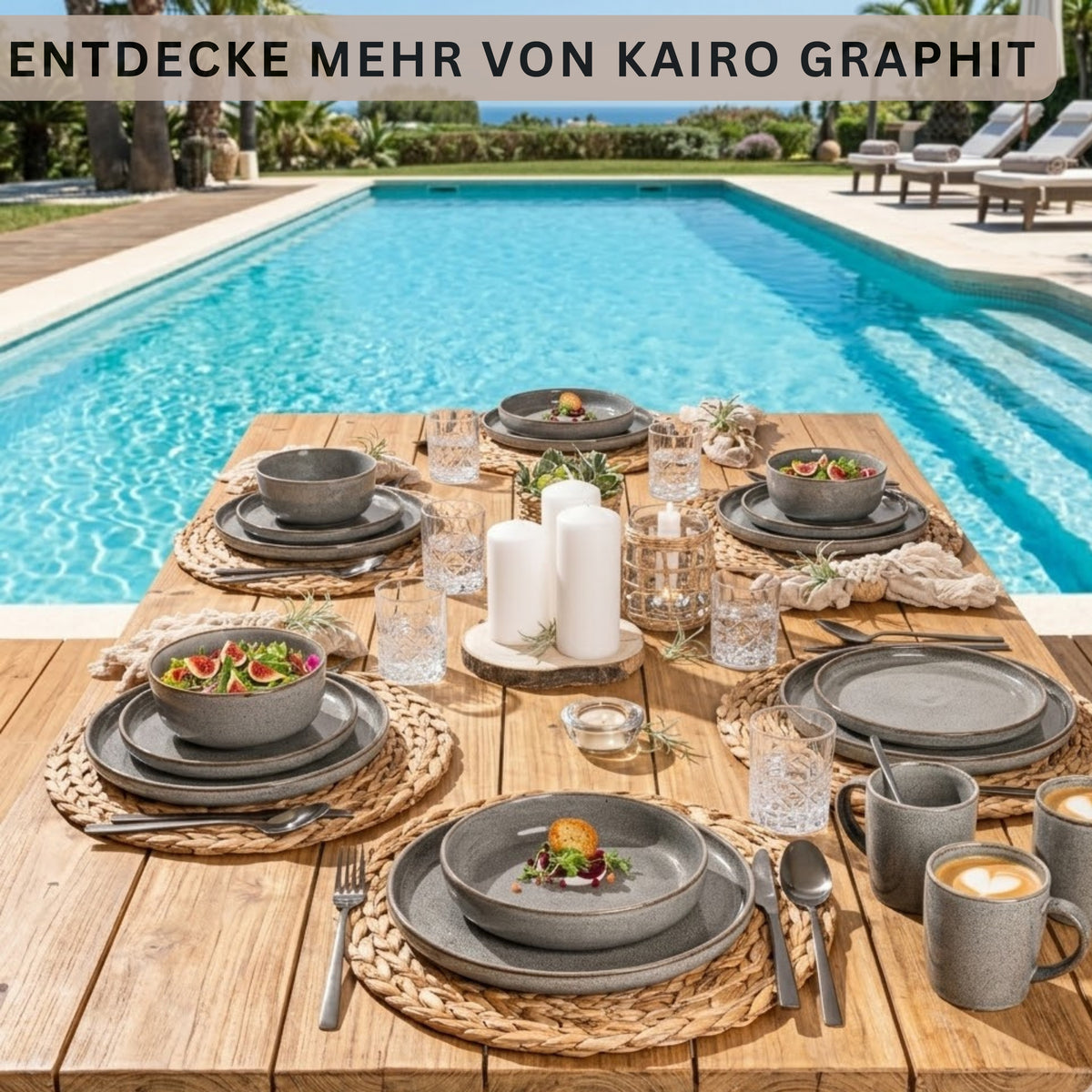 SÄNGER Tafelservice Kairo Graphit - 24 teilig aus Steingut