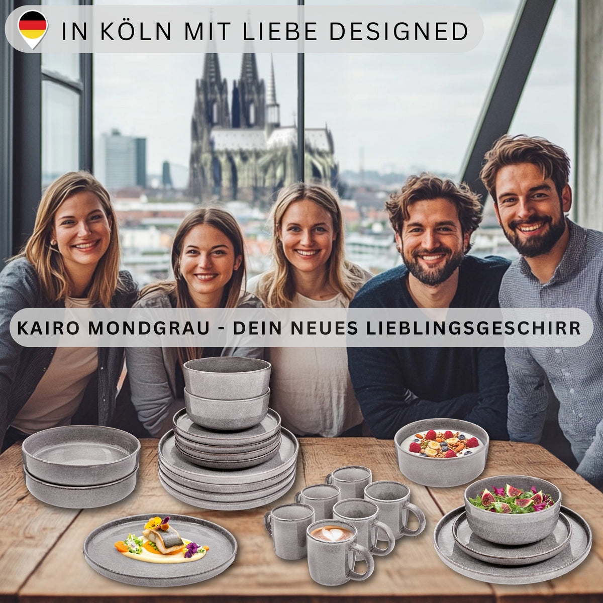 SÄNGER Bowl Set Cairo Moon Grey - 6-piece stoneware