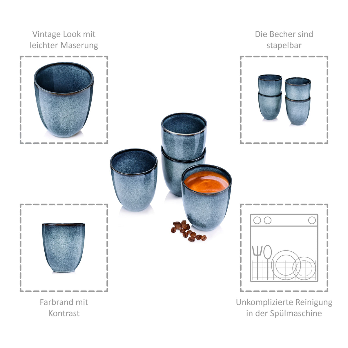 Sänger Kaffeebecher ohne Henkel Set Darwin 4 teilig (180 ml)