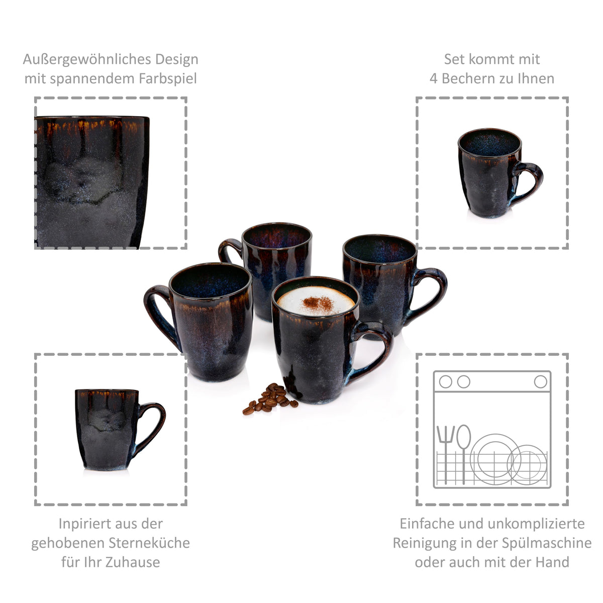 SÄNGER Kaffeebecher Set Tokio 4 teilig