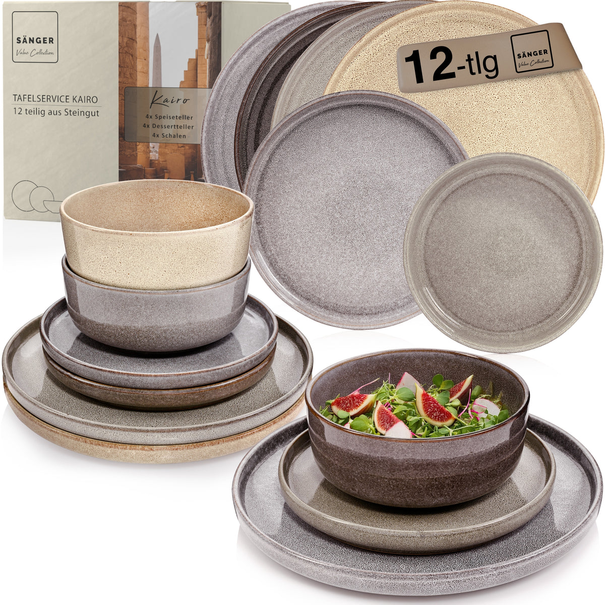 SÄNGER Tafelservice Kairo - 12 teilig aus Steingut