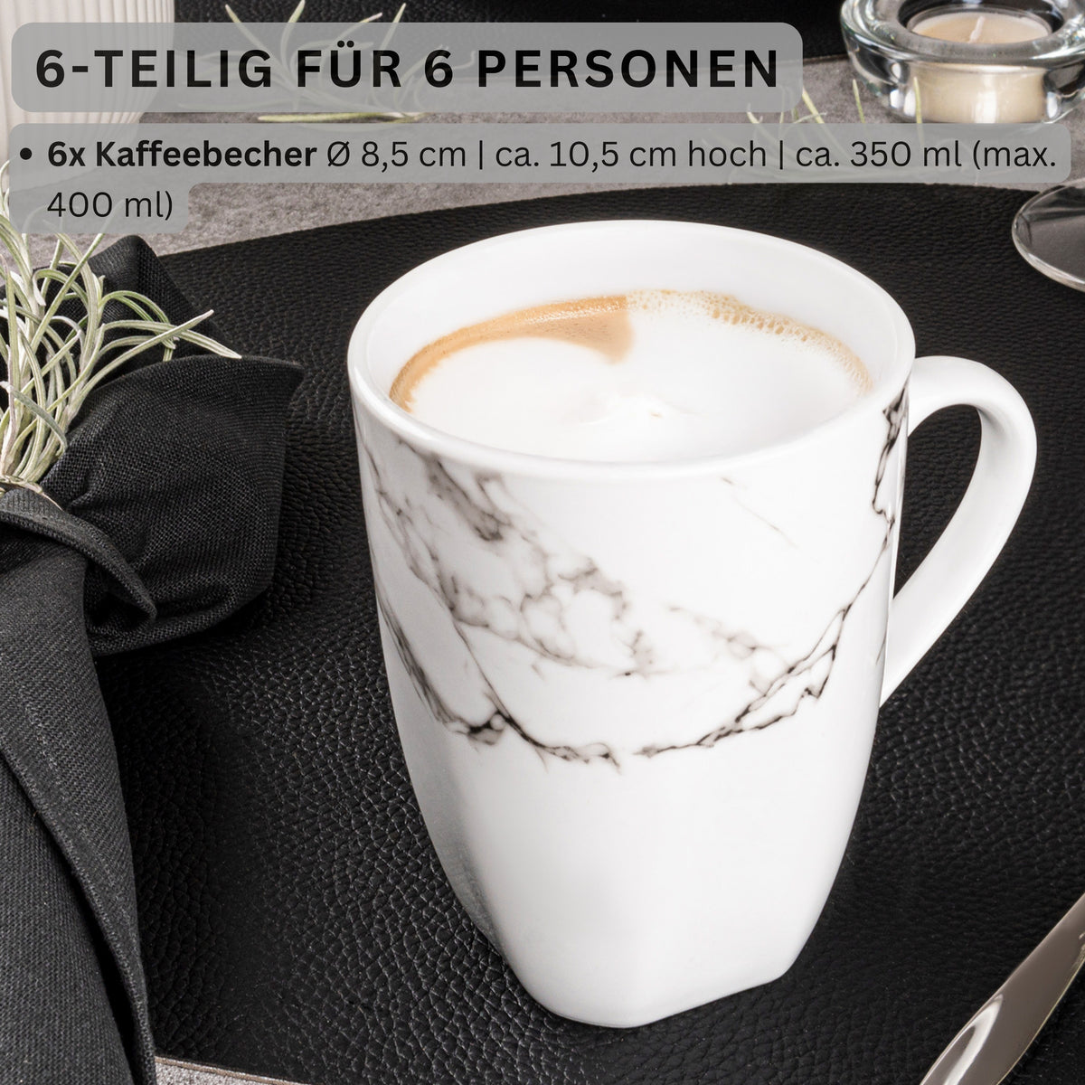 SÄNGER Kaffeebecher Set Bilgola Marmor 6 teilig