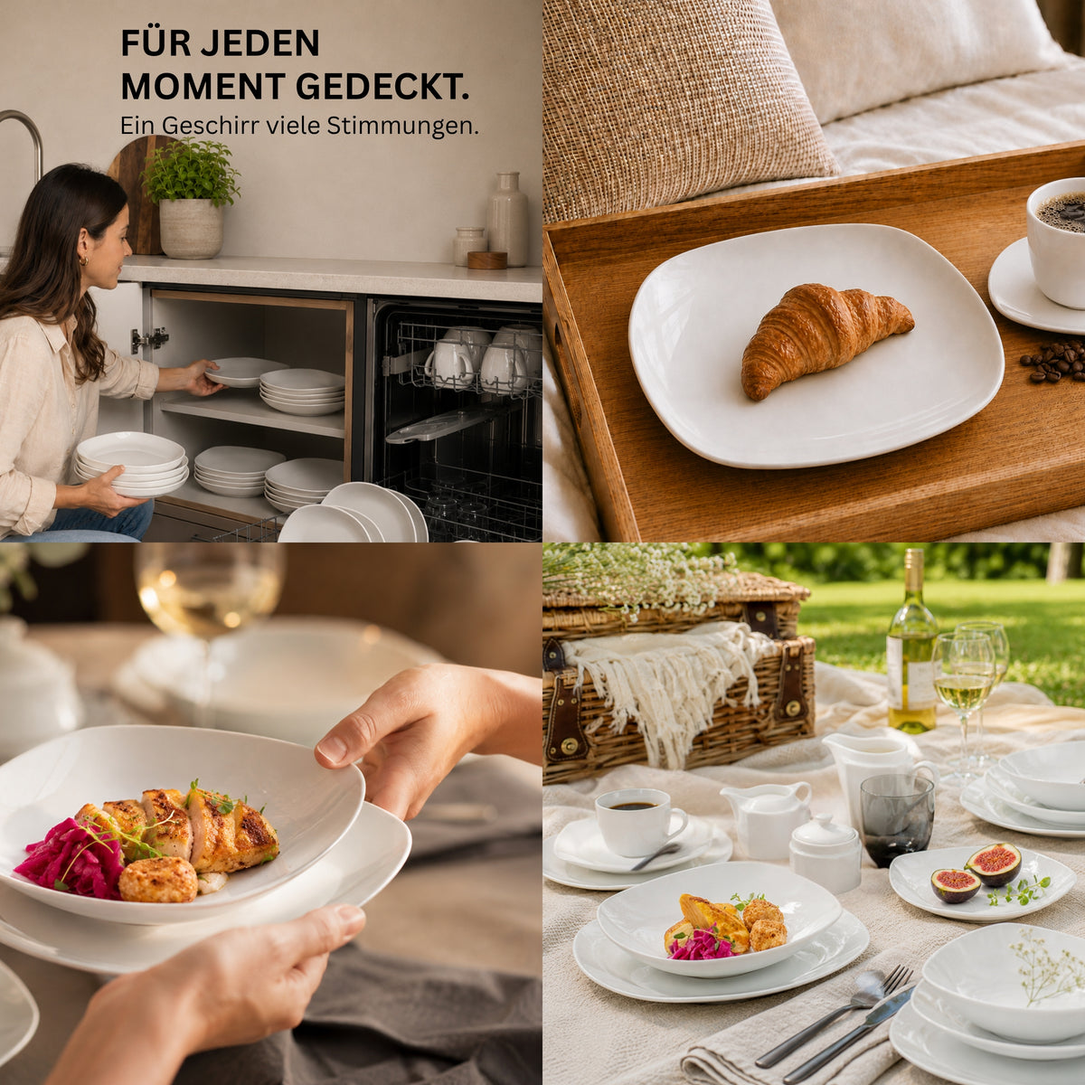 SÄNGER Porcelain Dinnerware Set Bilgola, Dinner Service 18-Piece for 6 People