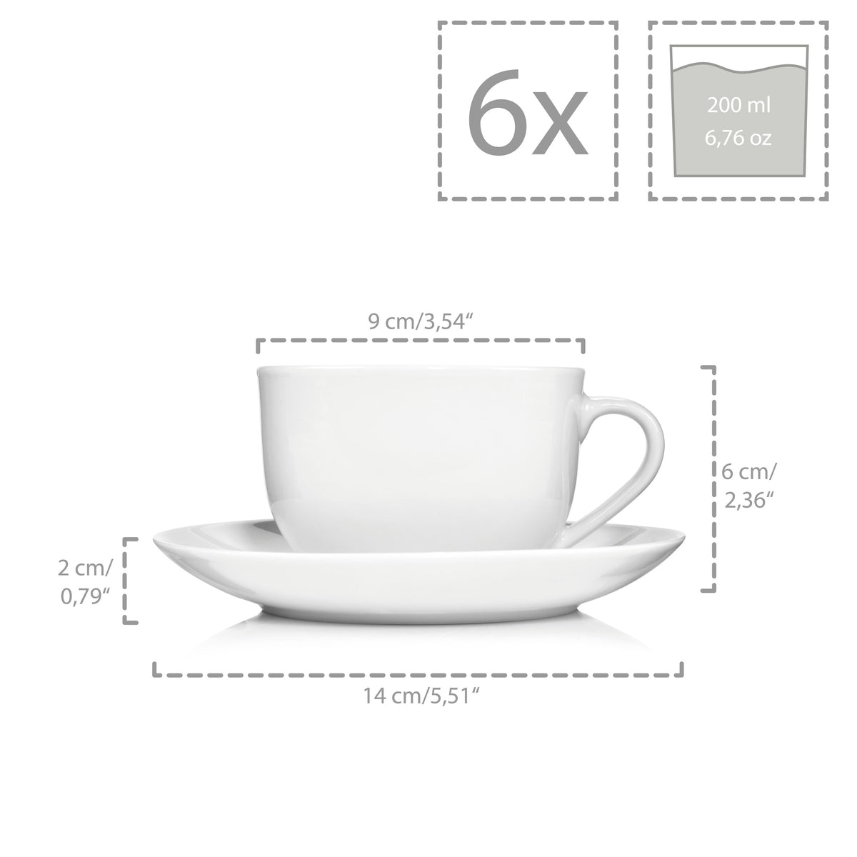 Sänger Kaffeetassen Set New Port mit Untertassen 12 teilig