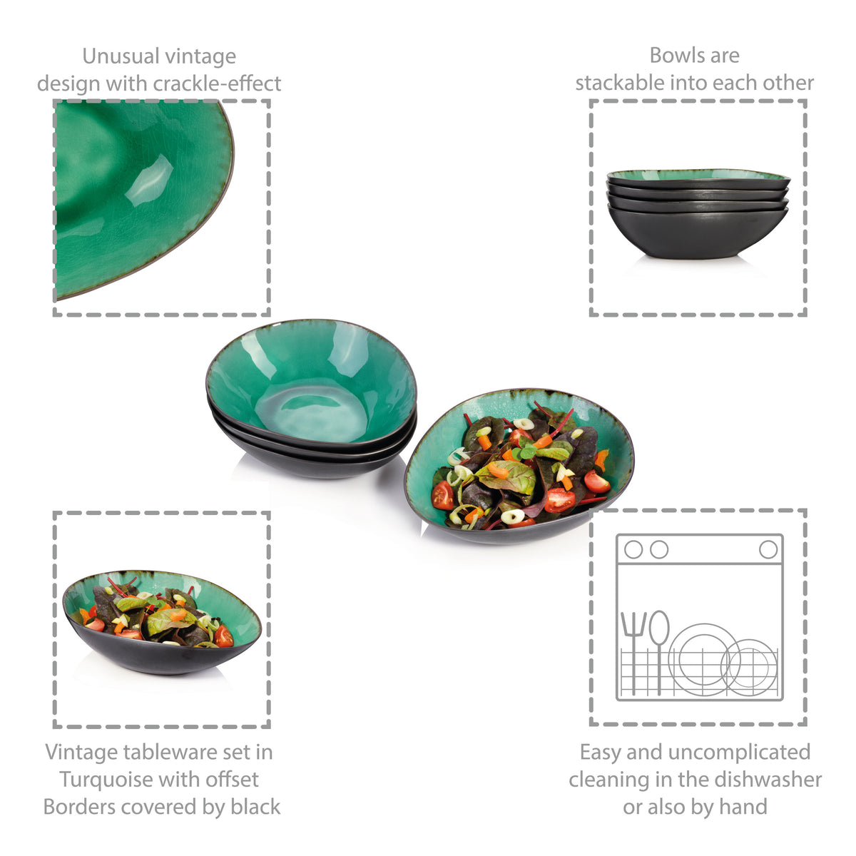 SÄNGER Salad Bowl Set Palm Beach 4 pieces
