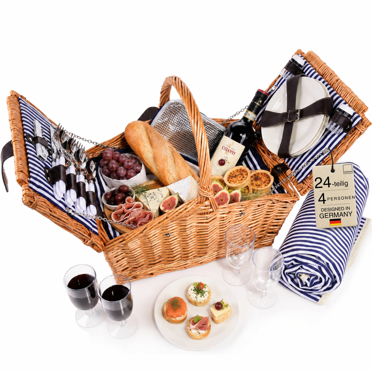 SÄNGER Picknickkorb Sylt 24 teilig für 4 Personen