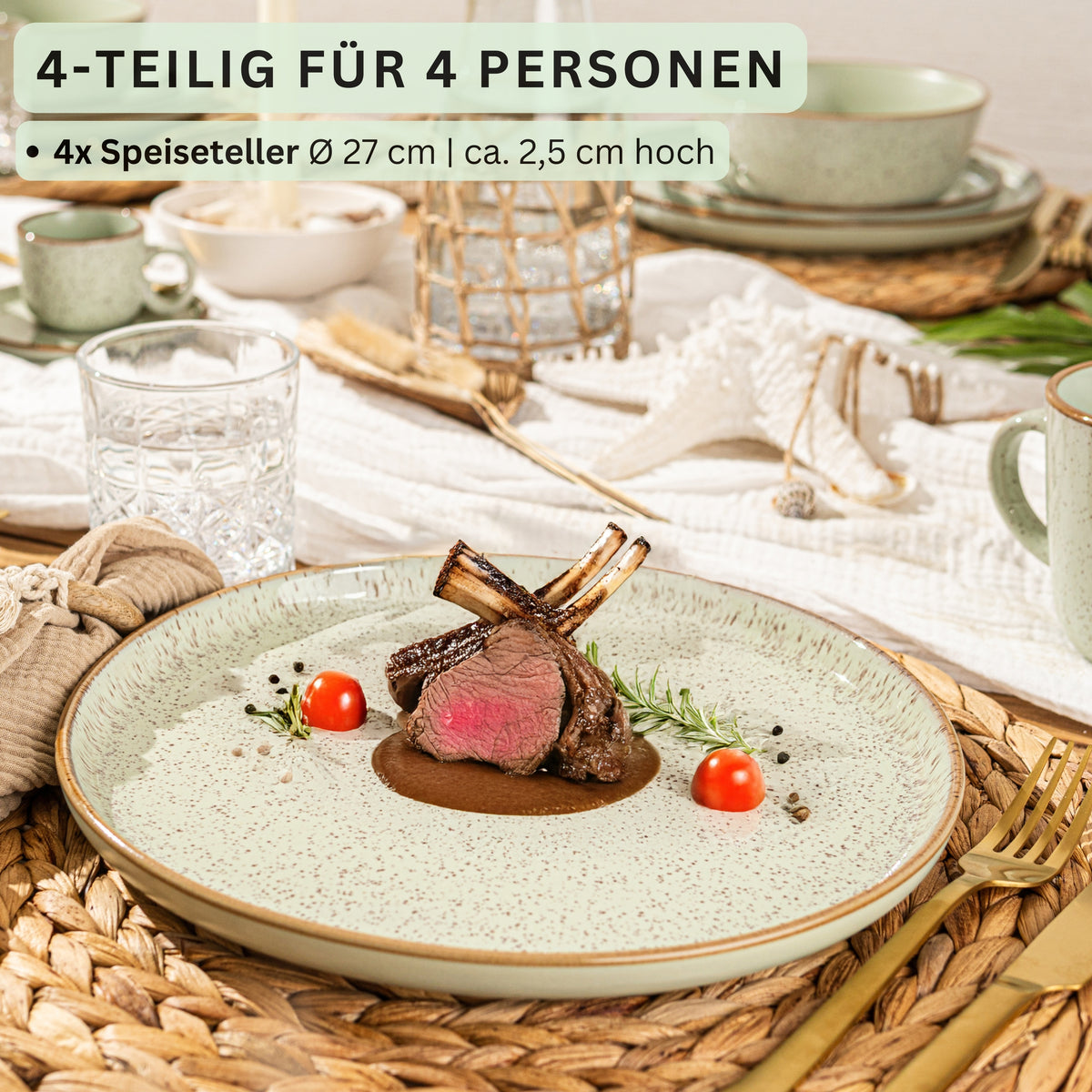 SÄNGER Dinner Plate Set Rio Mint 4-piece