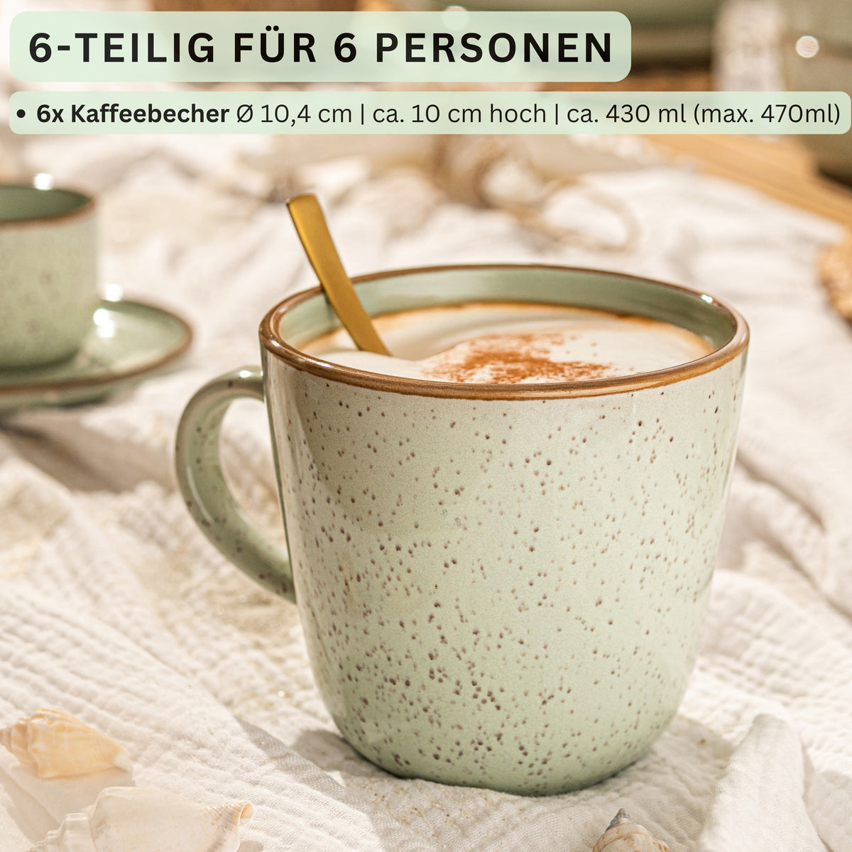 SÄNGER Coffee Mug Set Rio Mint - 6-piece stoneware