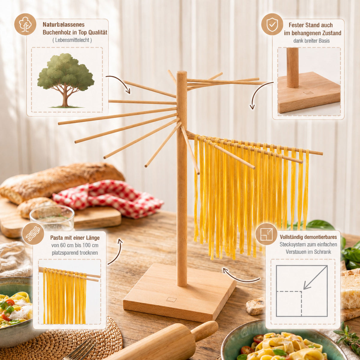 SÄNGER Pasta Dryer XXL 50cm including "Pasta Pasta" Booklet