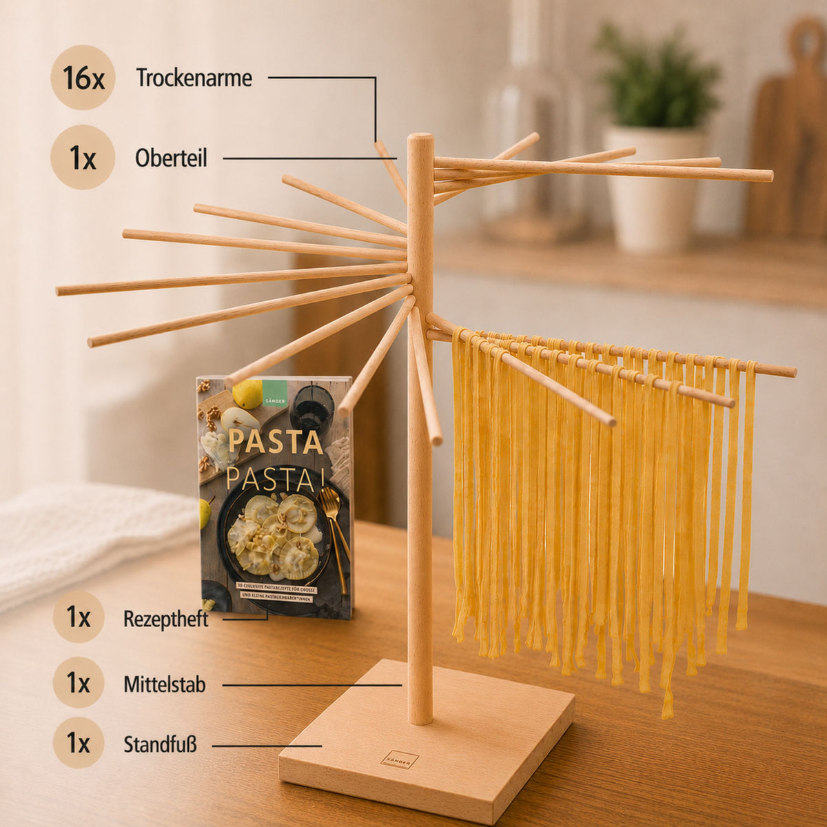 SÄNGER Pasta Dryer XXL 50cm including "Pasta Pasta" Booklet