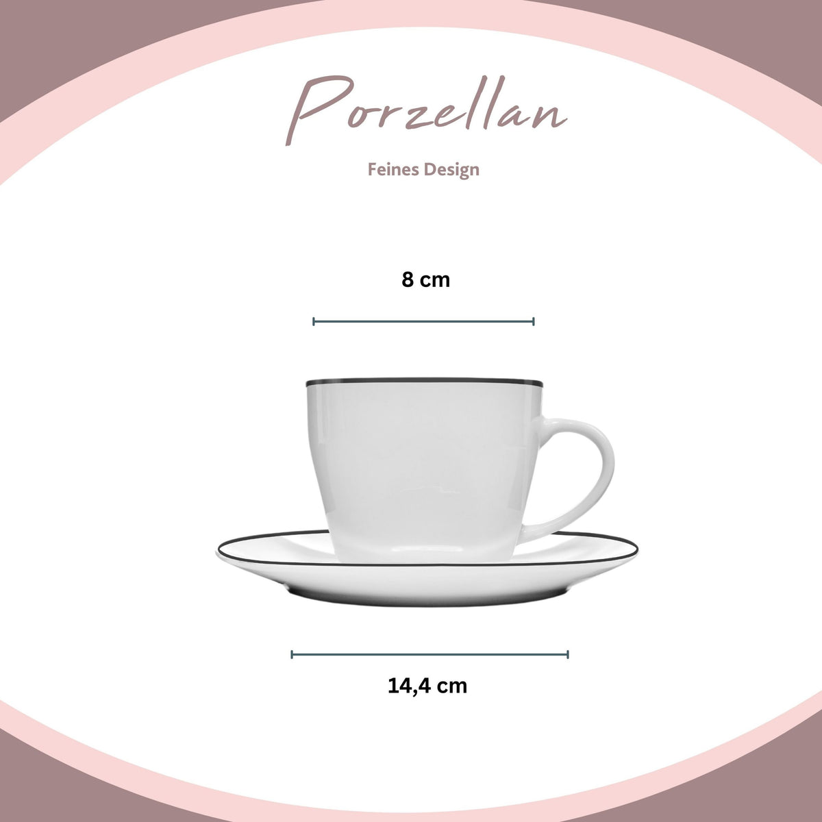 SÄNGER Porzellan Kombiservice Bilgola Black Rim 36 teilig für 6 Personen