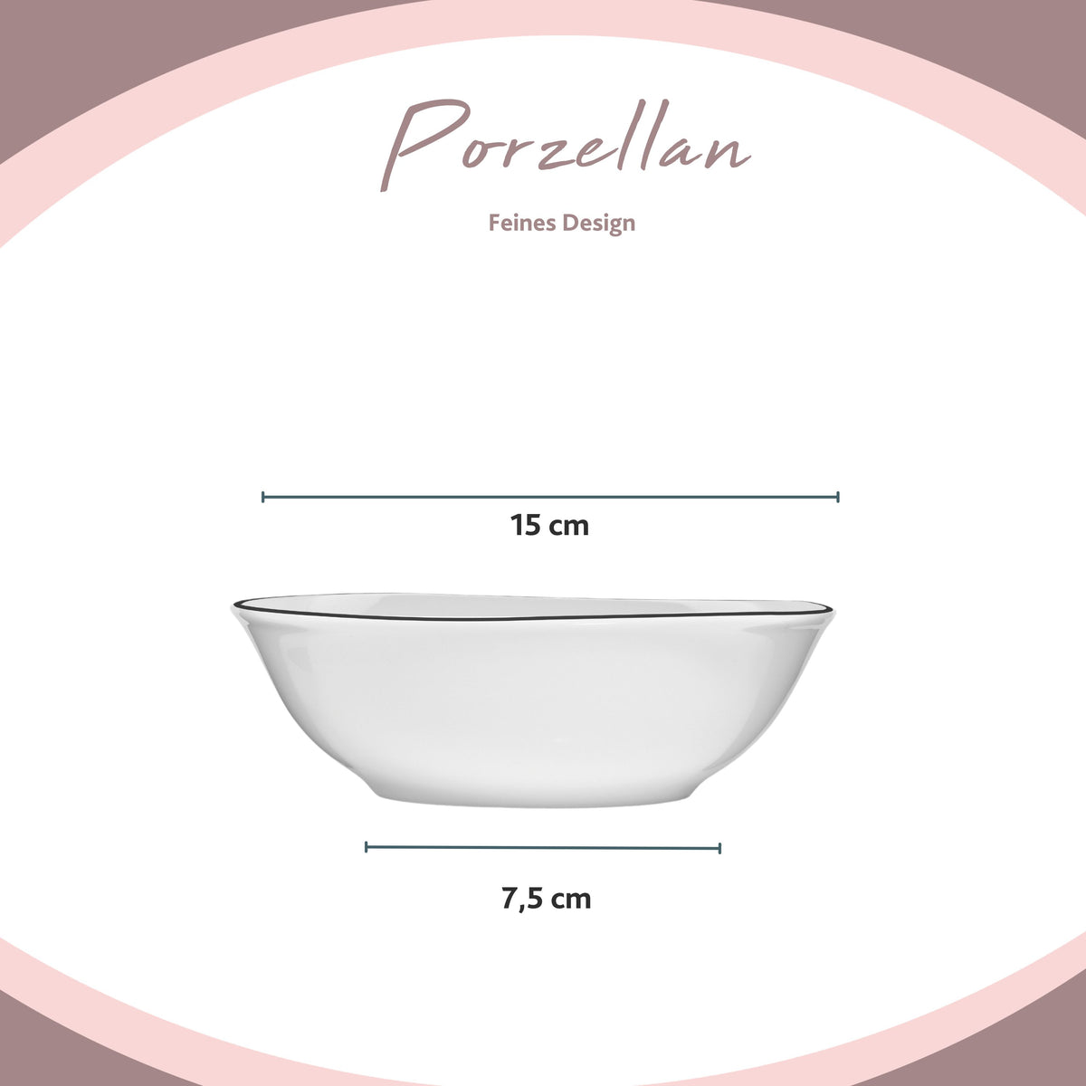 SÄNGER Porzellan Müslischalen Set Bilgola Black Rim 6 teilig