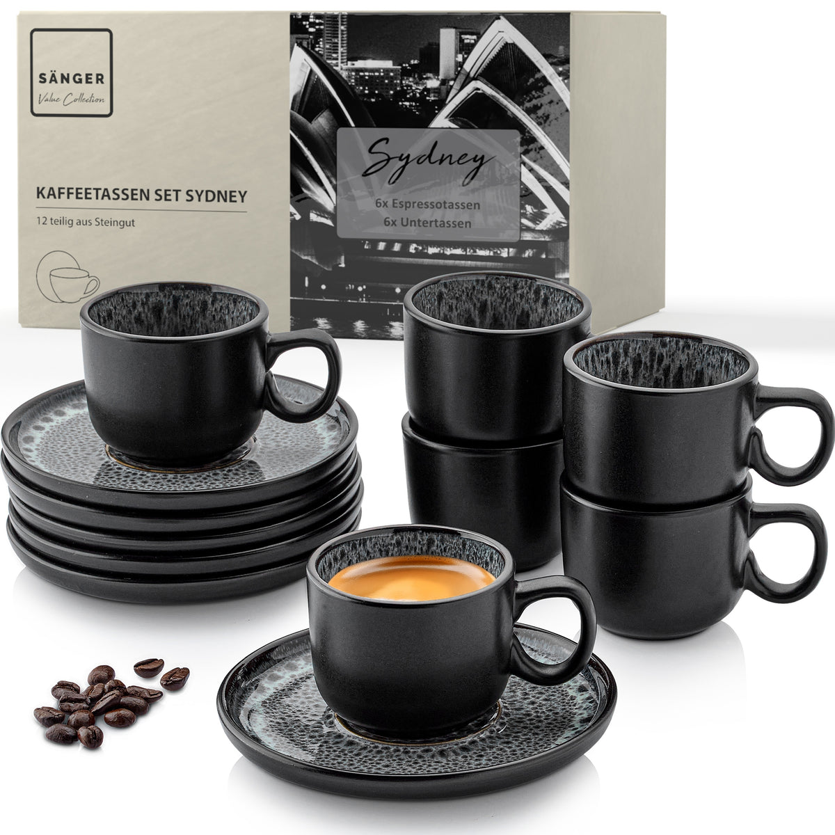 SÄNGER Espressotassen Set Sydney 12 teilig für 6 Personen