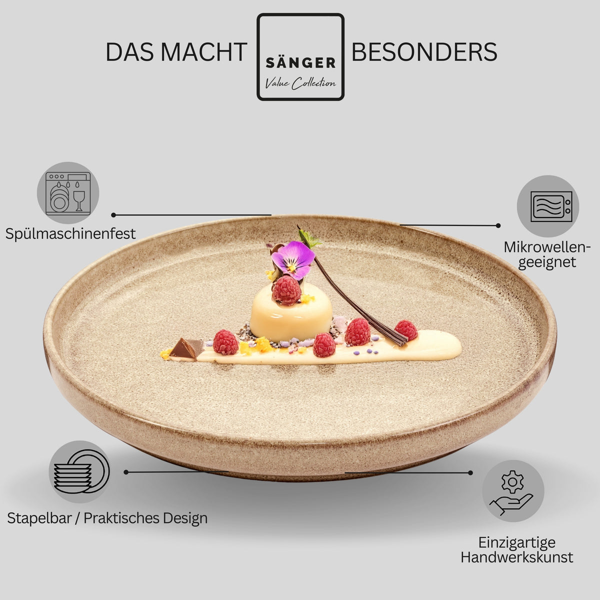 SÄNGER Dessertteller Set Kairo - 4 teilig aus Steingut