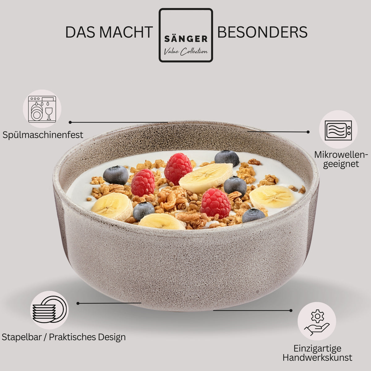 SÄNGER Schalen Set Kairo Clay - 4 teilig aus Steingut