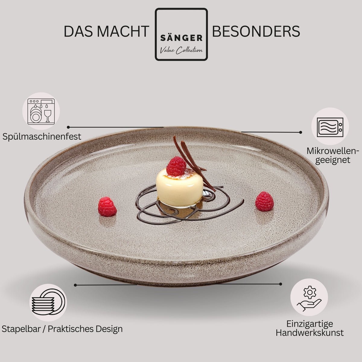 SÄNGER Dessertteller Set Kairo Clay - 6 teilig aus Steingut