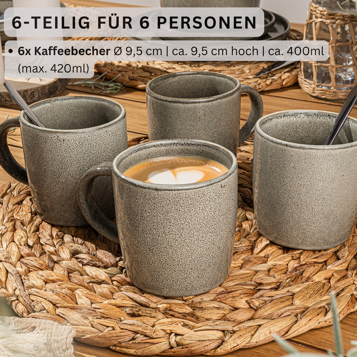 SÄNGER Kaffeebecher Set Kairo Clay - 6 aus Steingut
