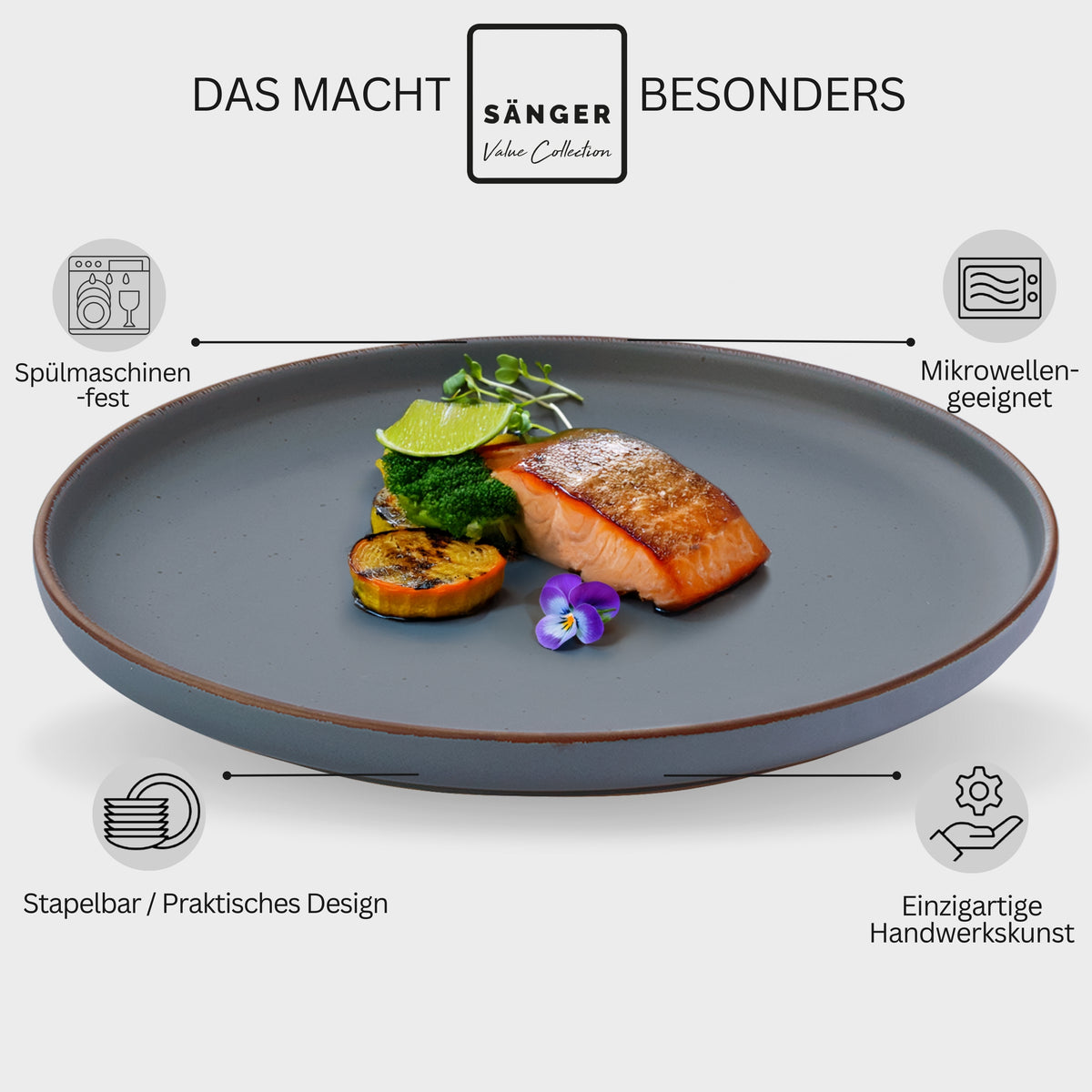 SÄNGER Stoneware Dinner Plate Bombay Sky Shades 4 pcs