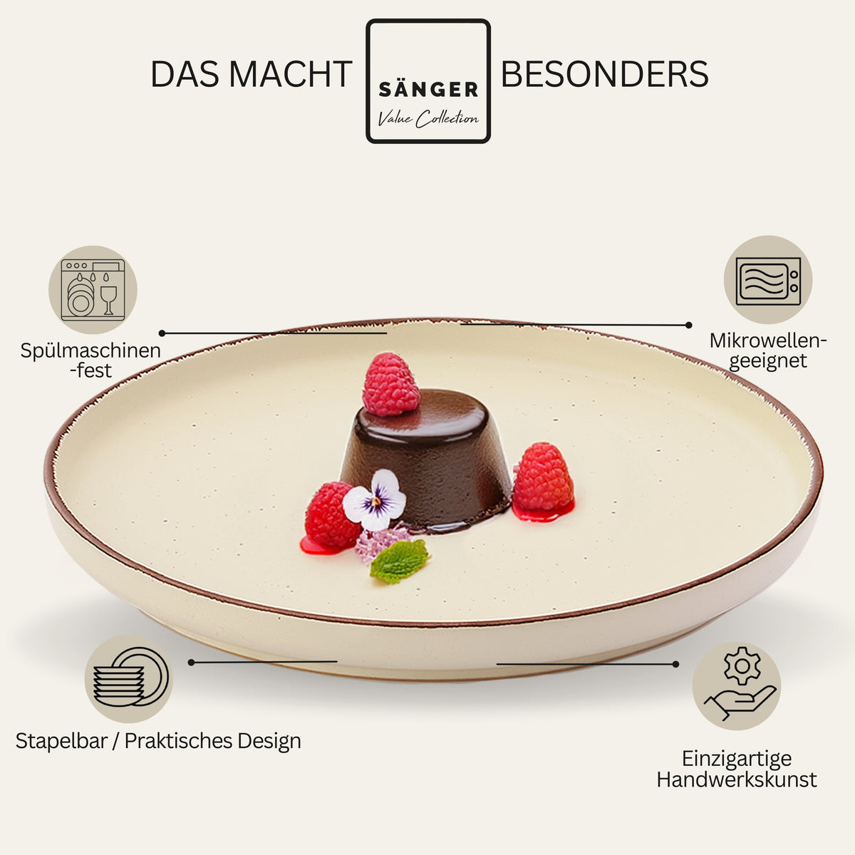 SÄNGER Steingut Dessertteller Bombay Moonlight 4 teilig