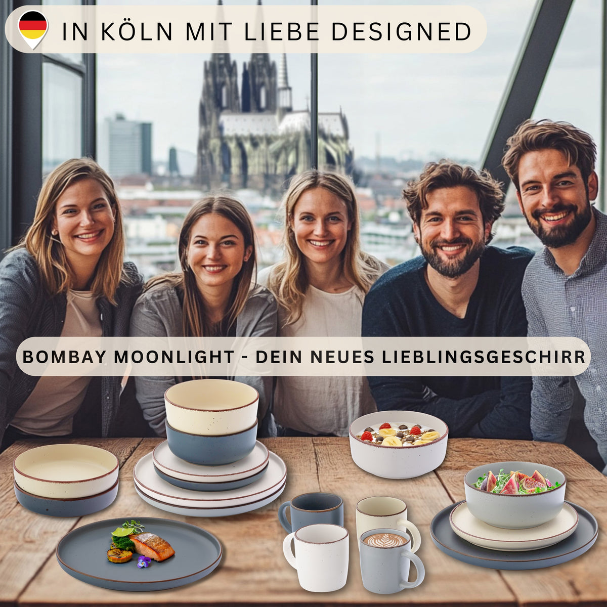 SÄNGER Steingut Dessertteller Bombay Moonlight 4 teilig