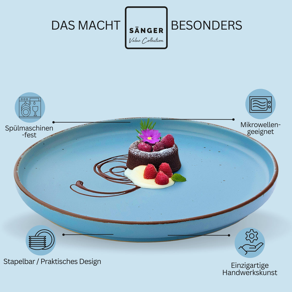 SÄNGER Stoneware Dessert Plate Bombay Seabed, Set of 4