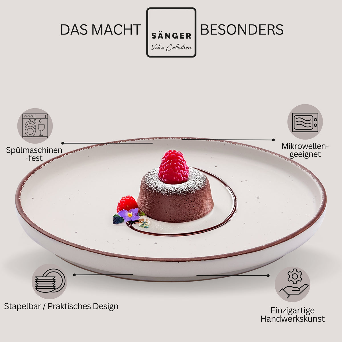 SÄNGER Stoneware Dessert Plate Bombay Ivory 4-piece