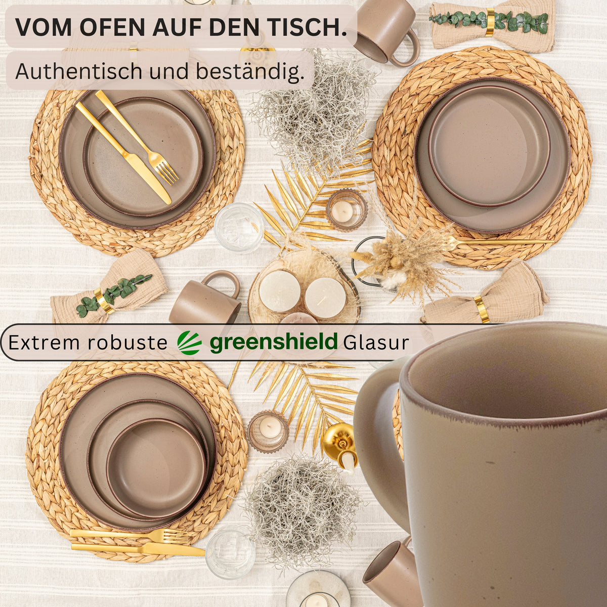 SÄNGER Stoneware Coffee Mugs Bombay Oak, 4-piece