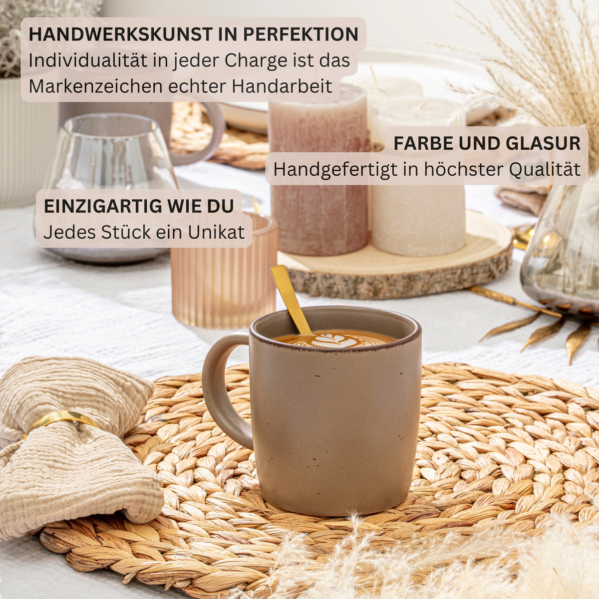 SÄNGER Stoneware Coffee Mugs Bombay Oak, 4-piece