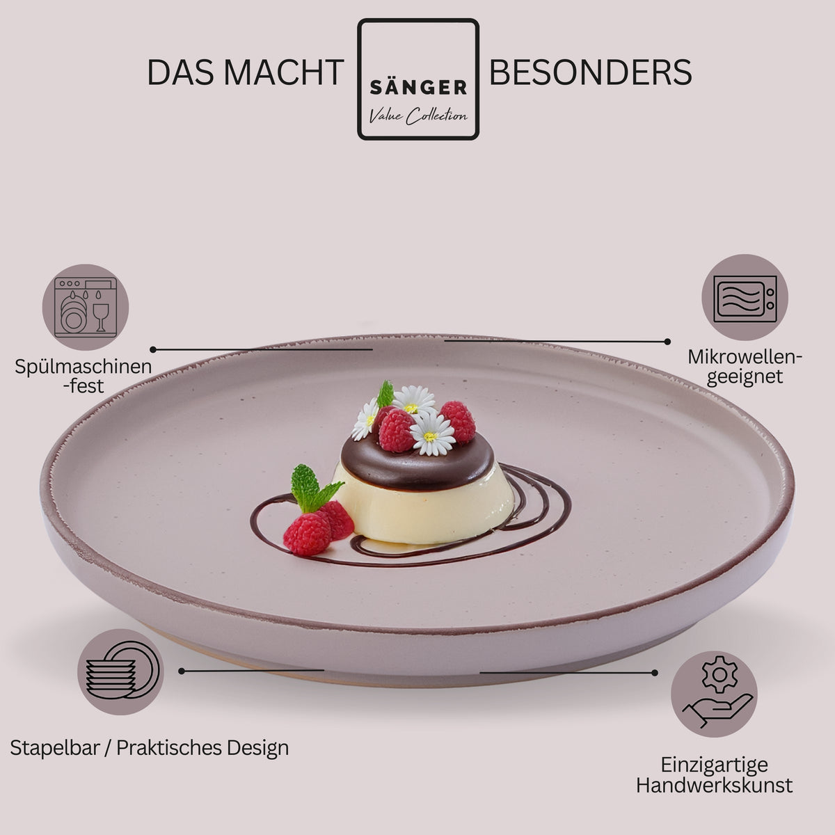 SÄNGER Stoneware Dessert Plate Bombay Basalt 4-piece