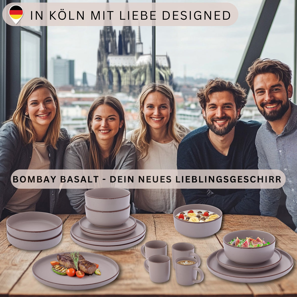 SÄNGER Stoneware Dessert Plate Bombay Basalt 4-piece