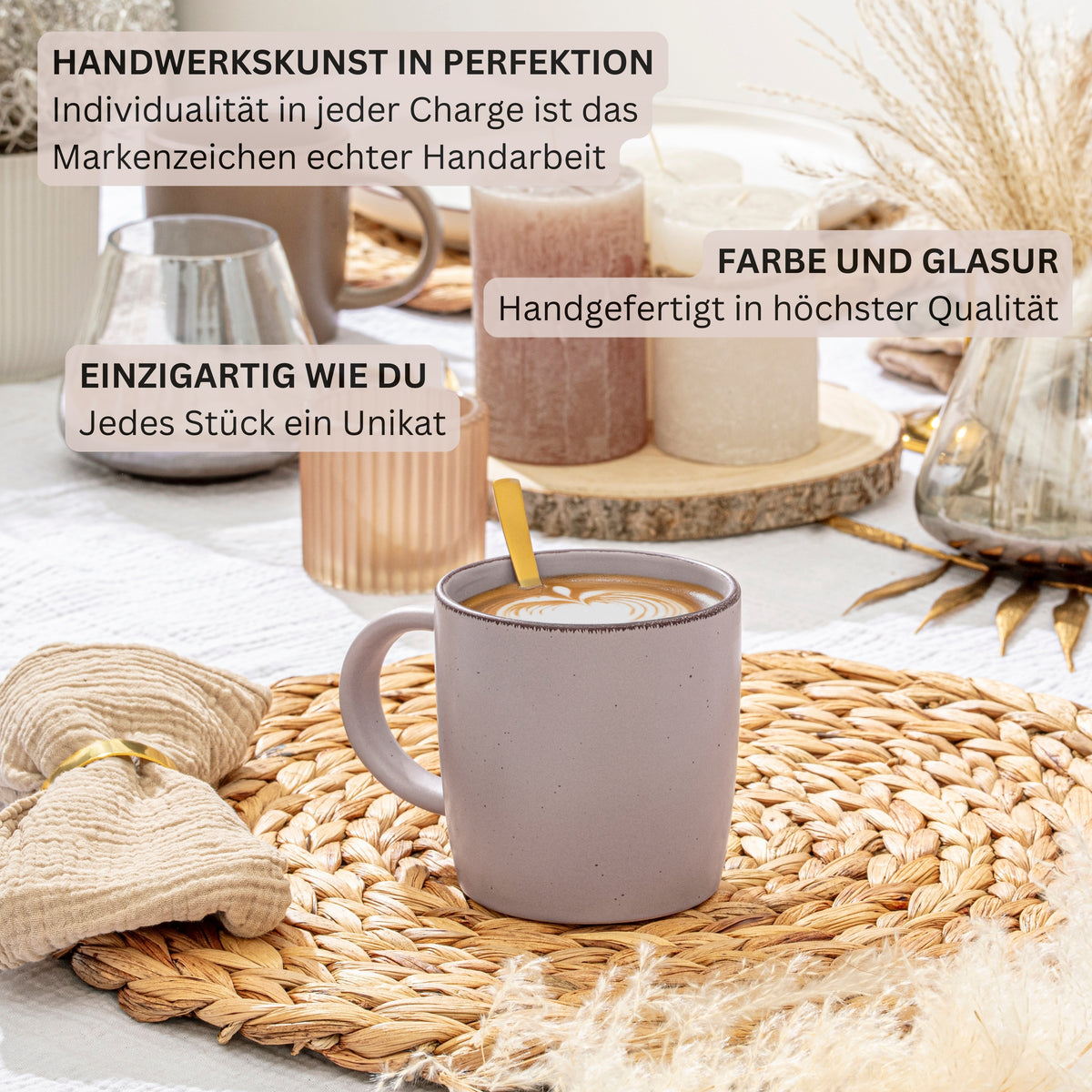 SÄNGER Steingut Kaffeebecher Bombay Basalt 4 teilig