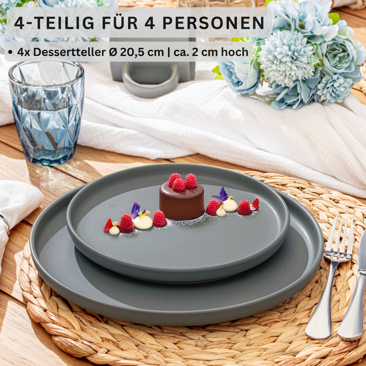 SÄNGER Steingut Dessertteller Leeds 4 teilig