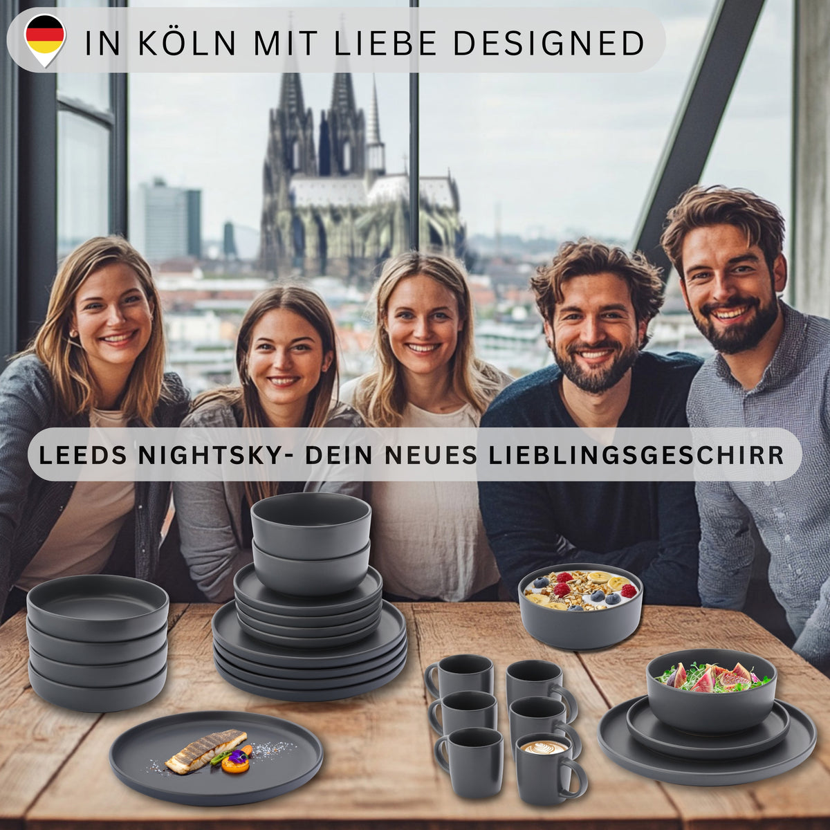 SÄNGER Steingut Kaffeebecher Leeds Nightsky 6 teilig