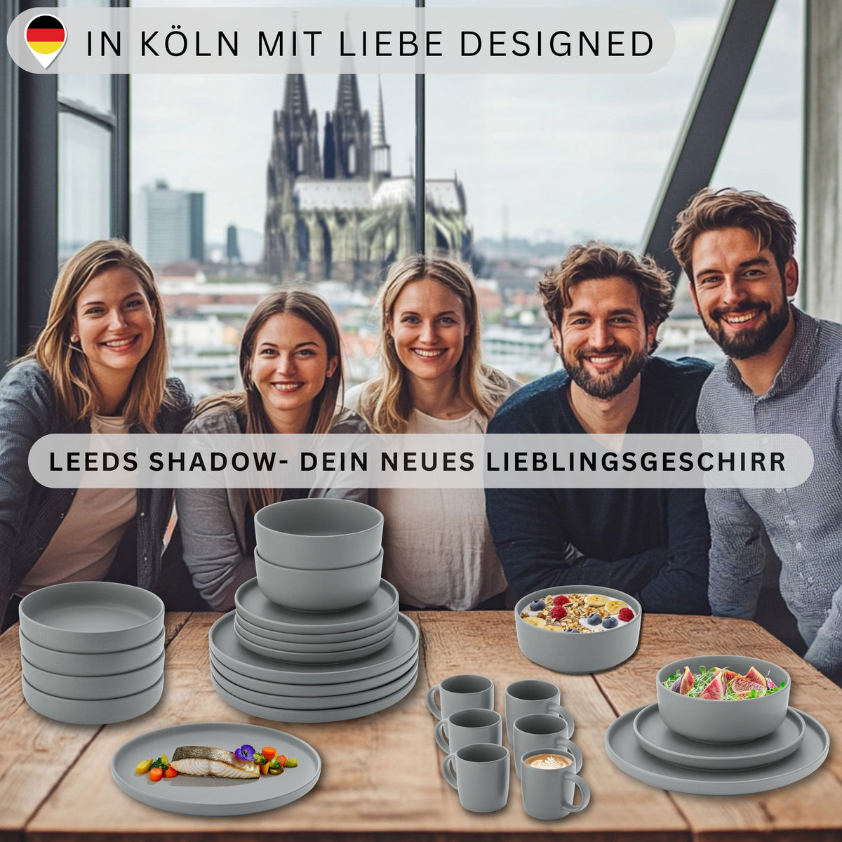 SÄNGER Steingut Kaffeebecher Leeds Shadow 6 teilig