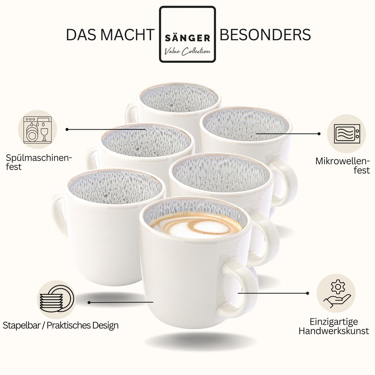 SÄNGER Stoneware Mug Kreta 6-piece