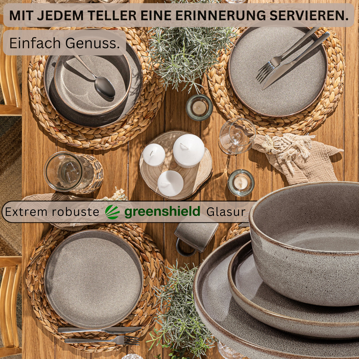 SÄNGER Dinnerware Set Cairo Graphite - 18-piece stoneware