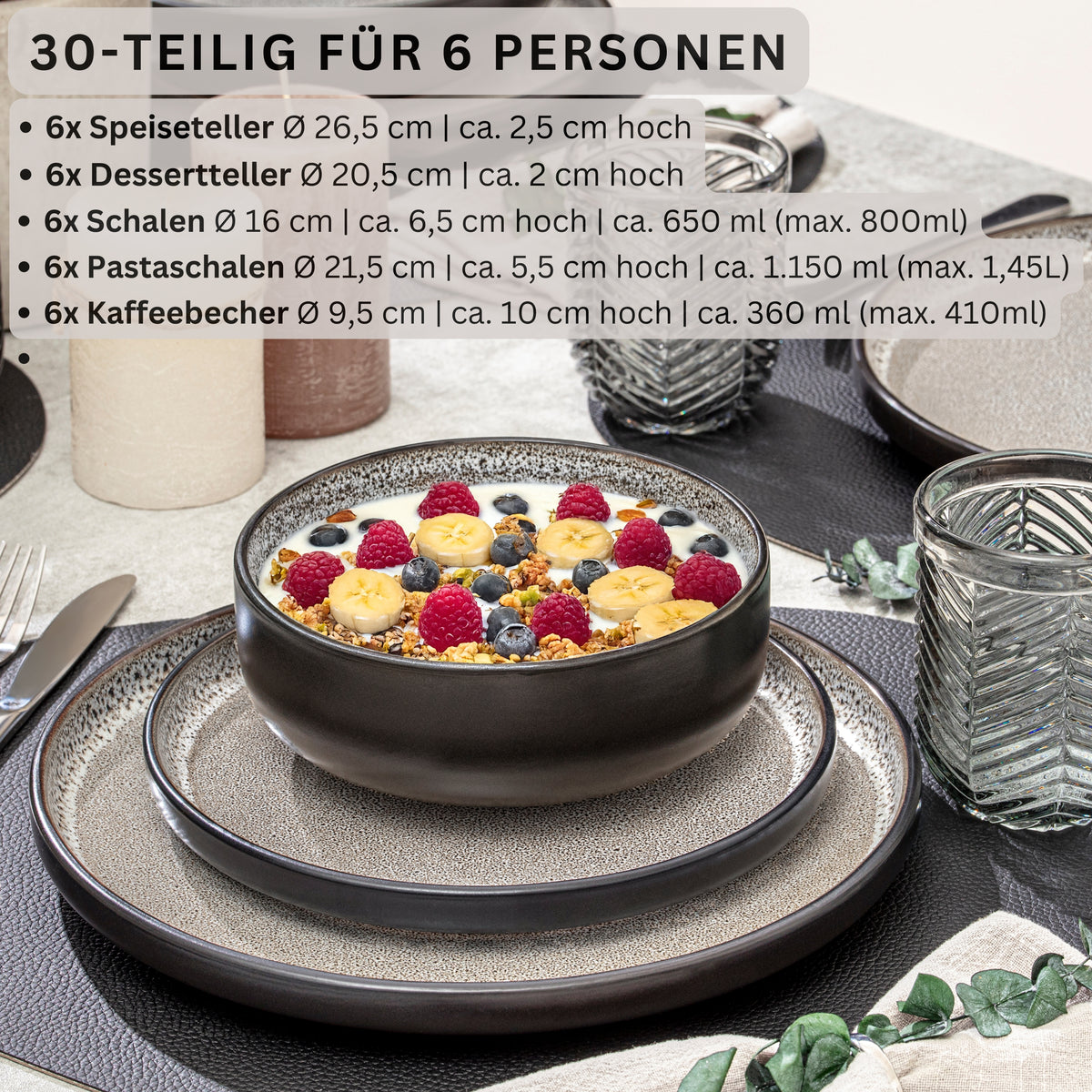 SÄNGER Steingut Geschirrset Luxor 30 teilig für 6 Personen