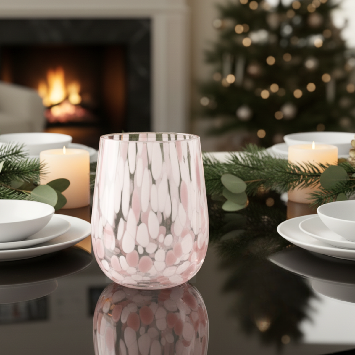 SÄNGER Drinking Glasses Set Curacao, 4-Piece - White/Pink