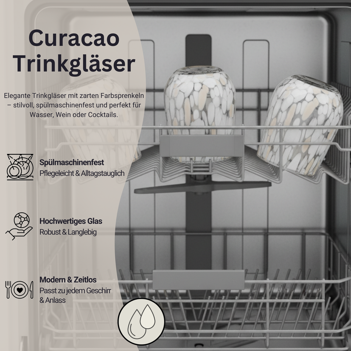 SÄNGER Trinkgläser Set Curacao 4 teilig - weiß/beige